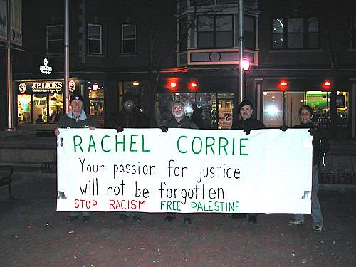 Davis Sq vigil for Rachel, March 16, 2006